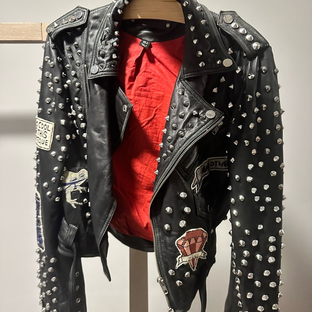 Studded leather jacket